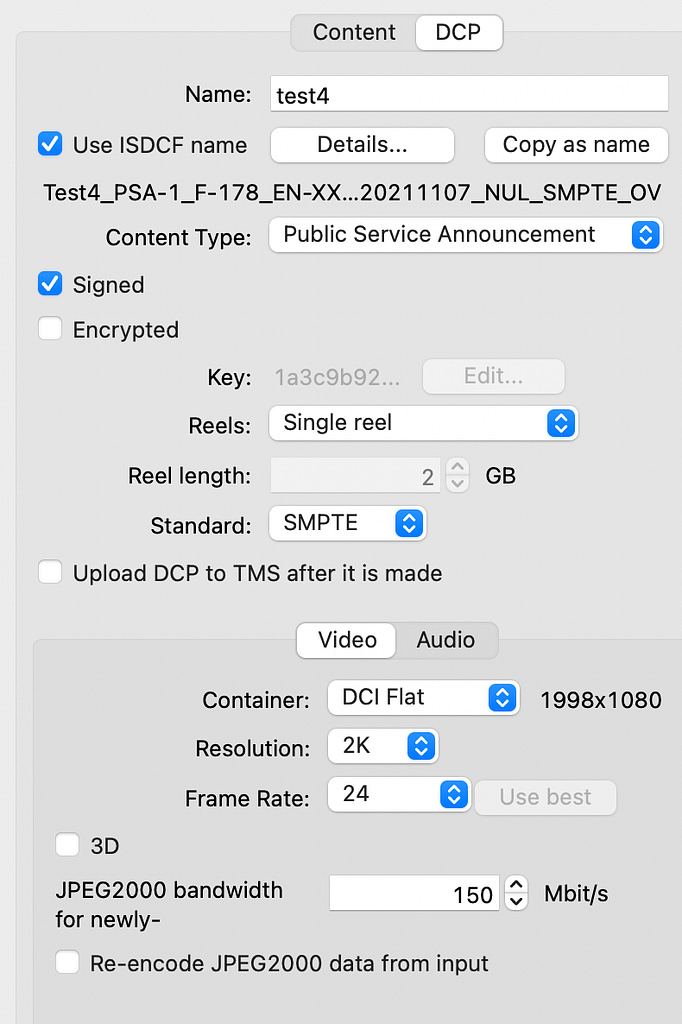 DCP settings
