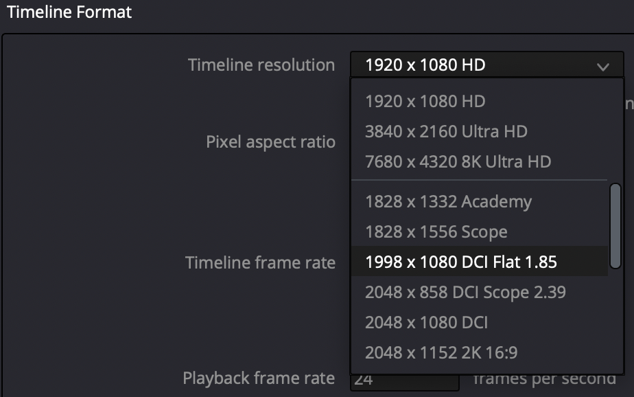 2K Timeline formats