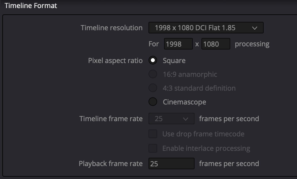 Screenshot DCP frame rates